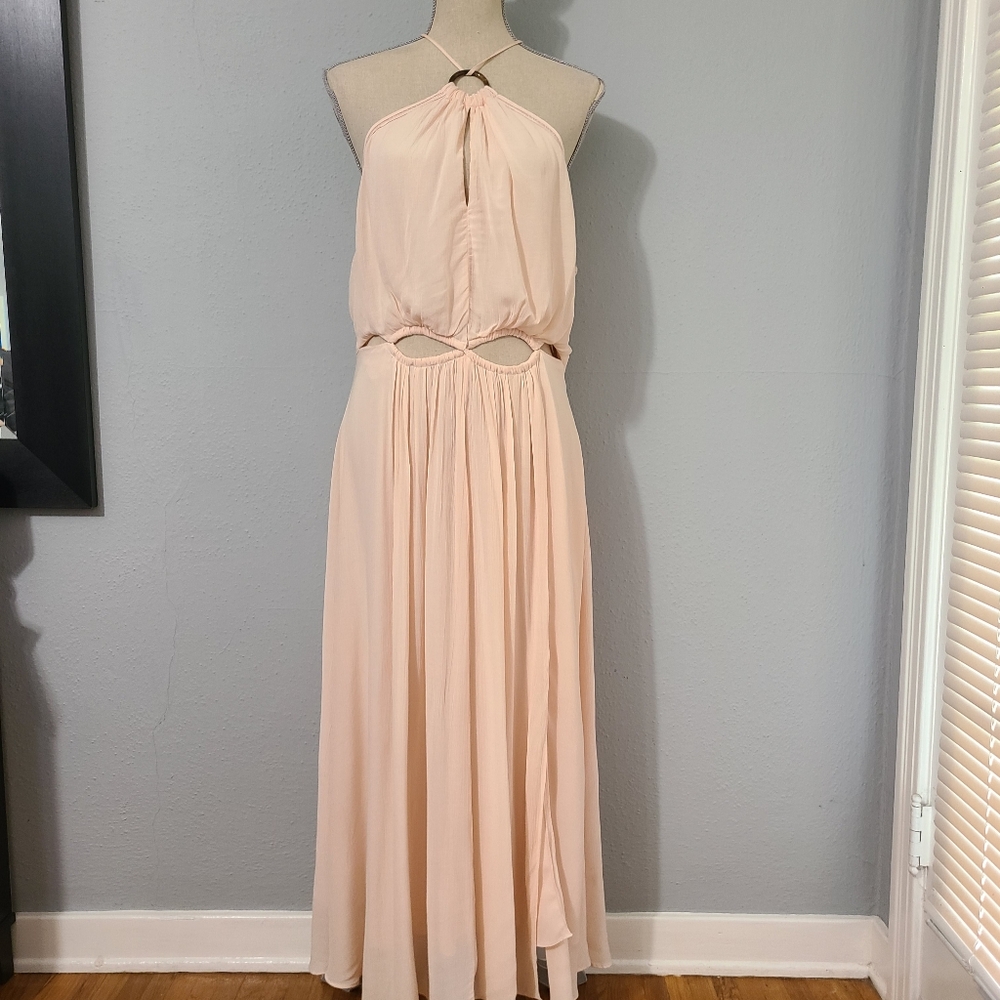 REISS Marta Midi Dress‎ Halter Neck Pink
